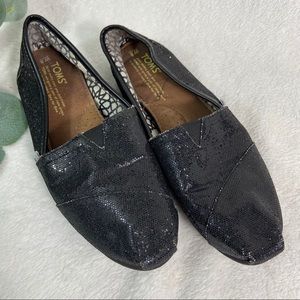 Toms Black Glitter Flats